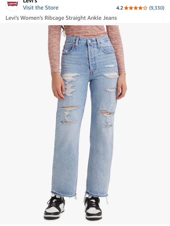 Levi's Denim - Levi's Women's Light Blue Distressed Straight-Leg Jeans